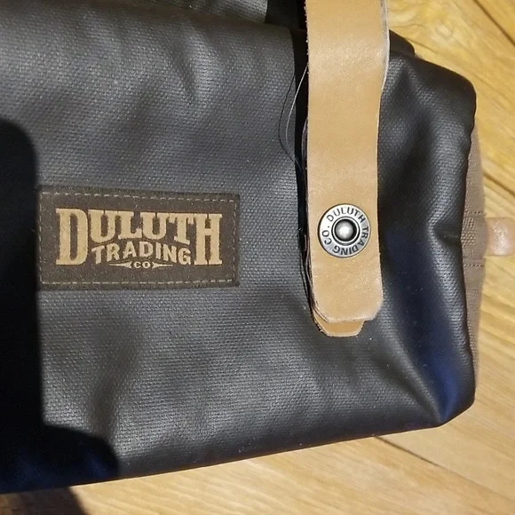Duluth Trading Co Black and Brown Toiletry Bag with Leather Straps